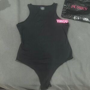 Pumiey Black Bodysuit for Women